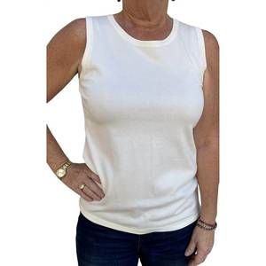 NEW MULTIPLES sweater tank top in winter white
